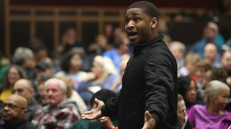 The city of Springfield held a community meeting Tuesday evening in the John Legend Theater to discuss the closing of the South Limestone Street Kroger and the lack of food options on the south side of Springfield. City leaders heard from members of the community, who asked questions and voiced their frustrations with the food desert in their community. BILL LACKEY/STAFF