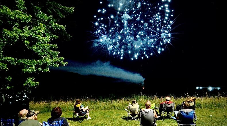 The city of New Carlisle was one of the first communities in the area to celebrate the Fourth of July with fireworks on Saturday, June 24, 2023.   MARSHALL GORBY \STAFF