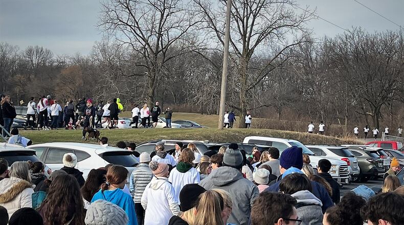 Fairborn students gather on Wednesday, Dec. 21 to honor their friend and classmate Lily Clingner, who died as a result of a car crash last week. CONTRIBUTED