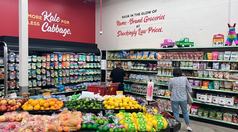 Customers shop at a Grocery Outlet store in Pleasanton, Calif., on Thursday, Sept. 15, 2022. Grocery Outlet Bargain Market had planned to renovate a 25,000-square-foot space at 894 S. Main St. in Centerville, according to a permit approved by the city in September, but a Dec. 18 email to Centerville’s planning department shows that is no longer the case. (AP Photo/Terry Chea)