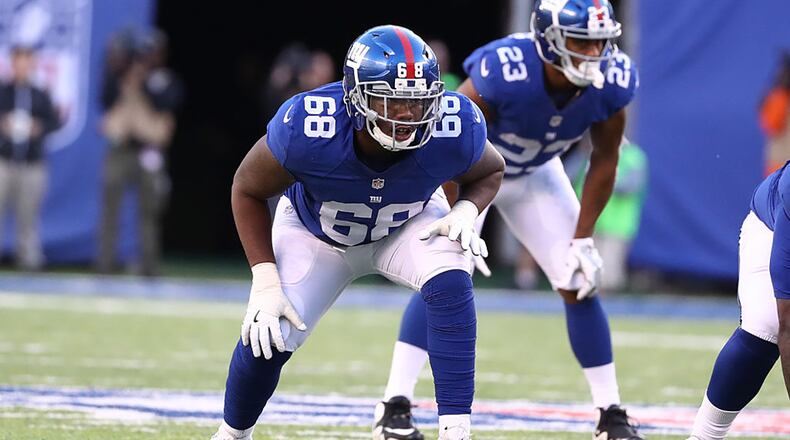 EAST RUTHERFORD, NJ - NOVEMBER 06: Bobby Hart #68 of the New York Giants in action against the Philadelphia Eagles during their game at MetLife Stadium on November 6, 2016 in East Rutherford, New Jersey. (Photo by Al Bello/Getty Images)
