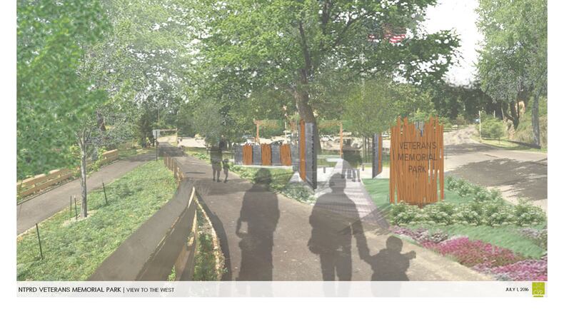 A rendering of the proposed National Trail Parks and Recreation District Veterans Memorial Park in Springfield, Ohio. SUBMITTED