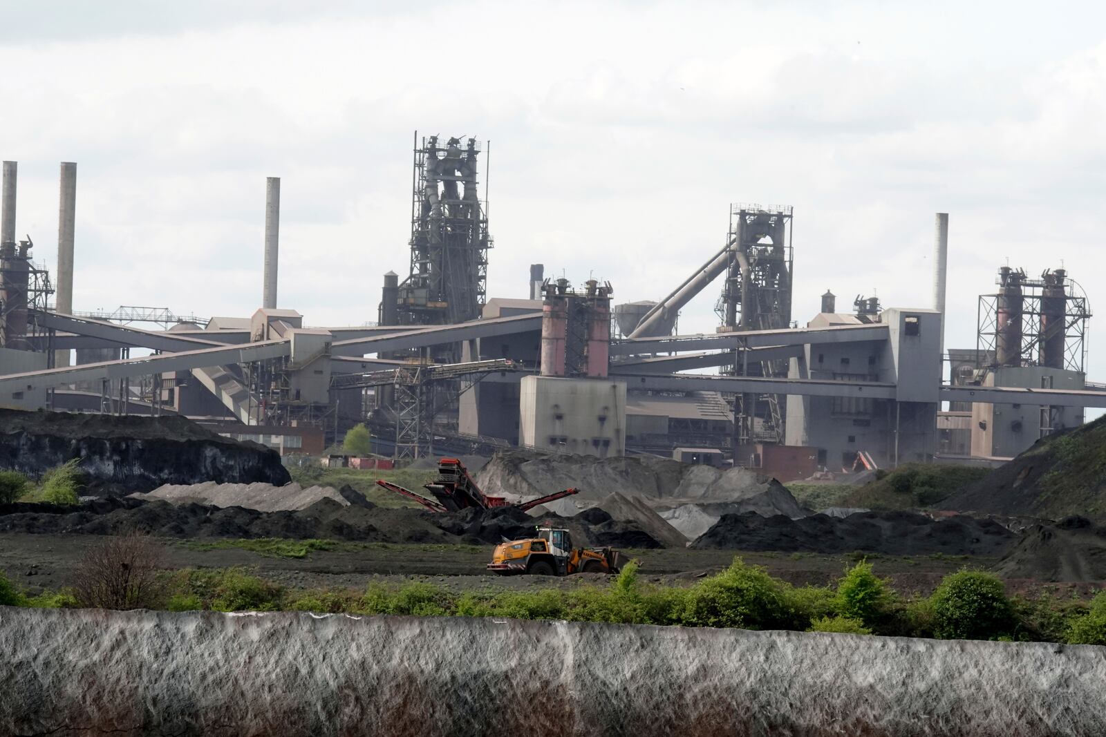 A general view of blast furnaces at the British Steel site in Scunthorpe, England, Monday April 14, 2025. (Peter Byrne, Pool Photo via AP)