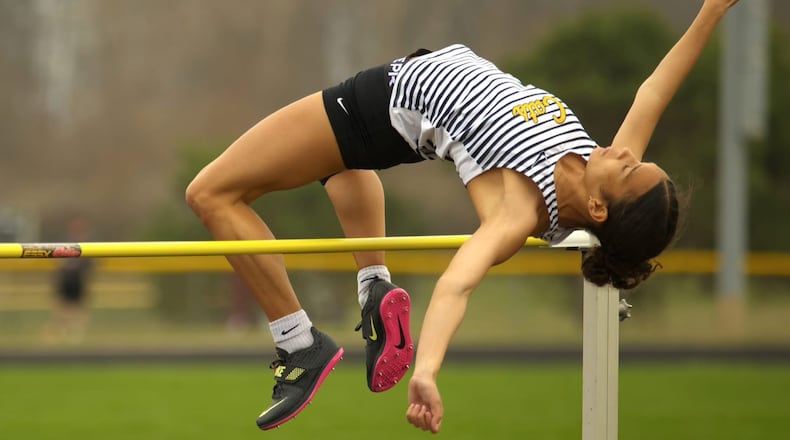 Springfield High School senior Tierra Johnson leaps over the high jump bar during a recent meet. CONTRIBUTED PHOTO