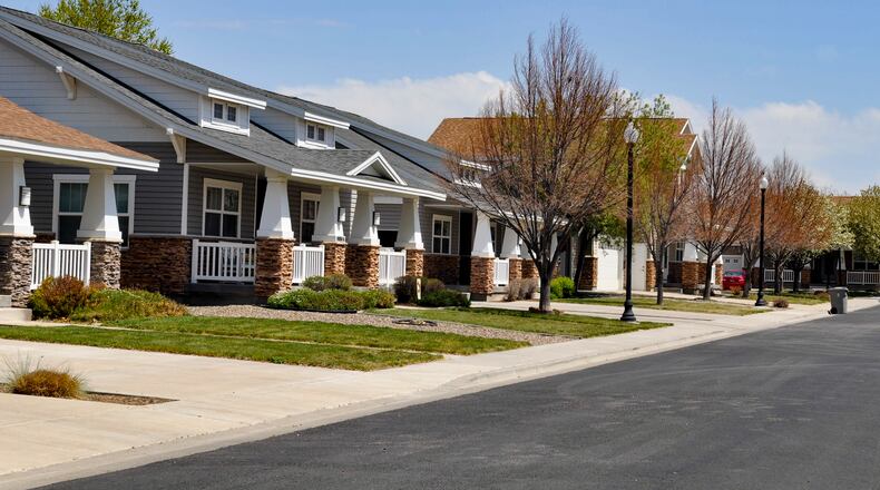 In this photo provided by the U.S. Air Force, housing for service members is pictured at Mountain Home Air Force Base, April 28, 2022. (1st Lt. Daniel Barnhorst/U.S. Air Force via AP)