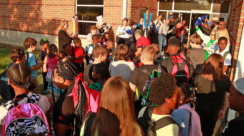 Fulton Elementary School held a "Fulton First Day Clap-In" with members of the community welcoming students for their first day of school Wednesday, August 14, 2024.