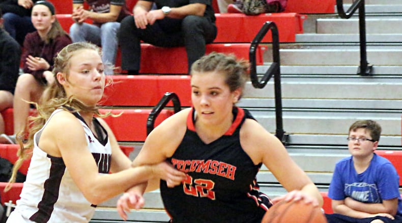 Tecumseh junior Corinne Thomas (22) scored 29 points as No. 7 Tecumseh beat No. 3 Lebanon 64-58 in the D-I sectional last season. GREG BILLING / CONTRIBUTED