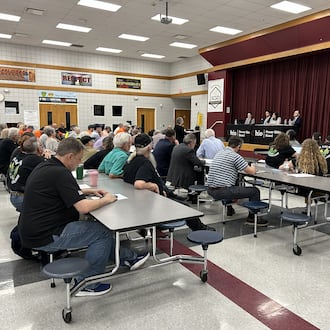 The Ohio Power Siting Board held a local public hearing March 26, 2026, regarding Sloopy Solar Energy, LLC’s proposal to construct a 180-megawatt solar-powered electric generation facility in Clark County. BROOKE SPURLOCK / CONTRIBUTED