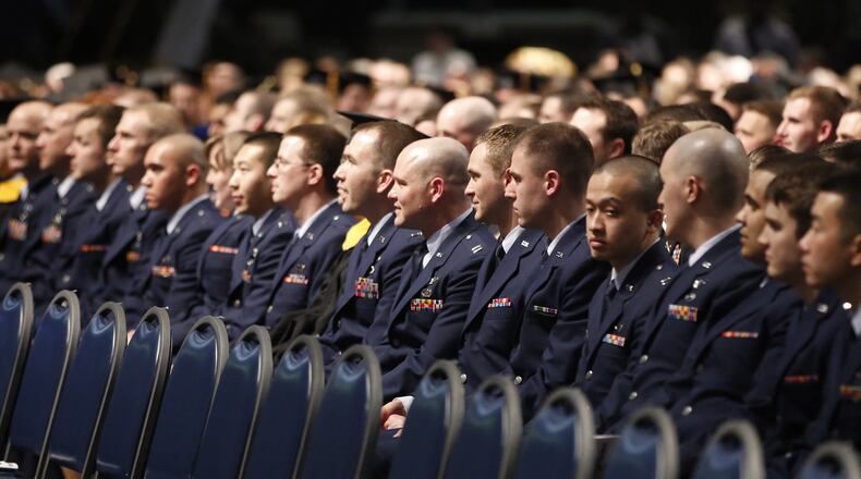 FILE: NASIC Airmen in attendance for the change of command ceremony for the National Air and Space Intelligence Center held at the National Museum of the U.S. Air Force. TY GREENLEES / STAFF
