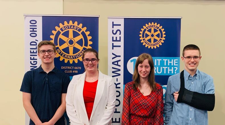 The Springfield Rotary Club awarded scholarships to five Clark County students: From left to right: Luke Glaze, Baileigh Rhoads, Haley Money, Evan Martin and (not pictured) Kelli Reese. Contributed