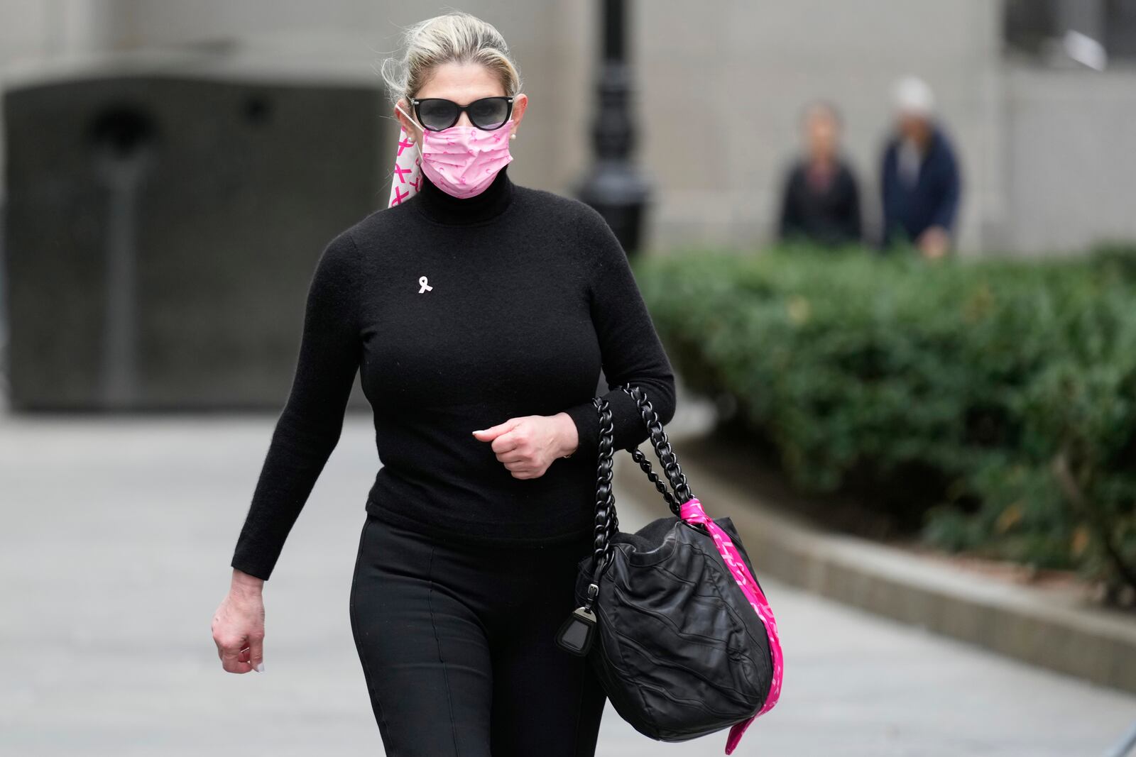 Nadine Menendez arrives to a federal courthouse in New York, Monday, April 21, 2025. (AP Photo/Seth Wenig)