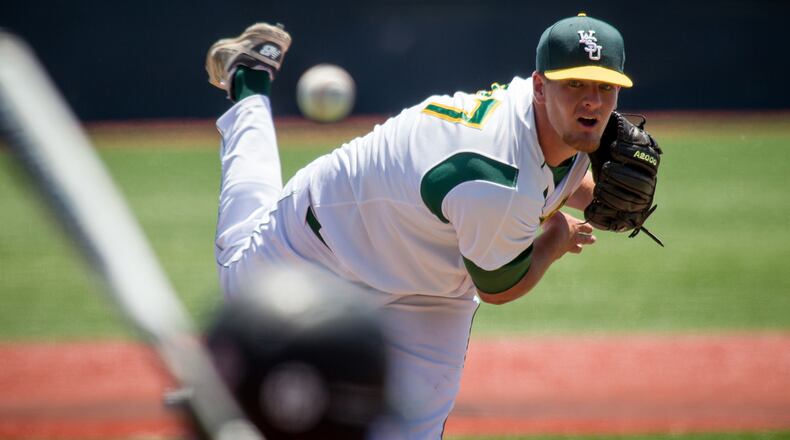 Wright State pitcher Ryan Weiss shut down Youngstown State for four innings Thursday in an 11-1 win against Youngstown State. ALLISON RODRIGUEZ/CONTRIBURED PHOTOWright State reliever Mitch Gremling fires a pitch plateward Thursday during the Raiders’ 11-1 victory against Youngstown State in the Horizon League tournament at Nischwitz Stadium. ERIN PENCE/CONTRIBUTED PHOTO