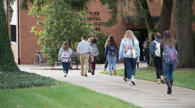 Students walking on campus at Cedarville University. Contributed