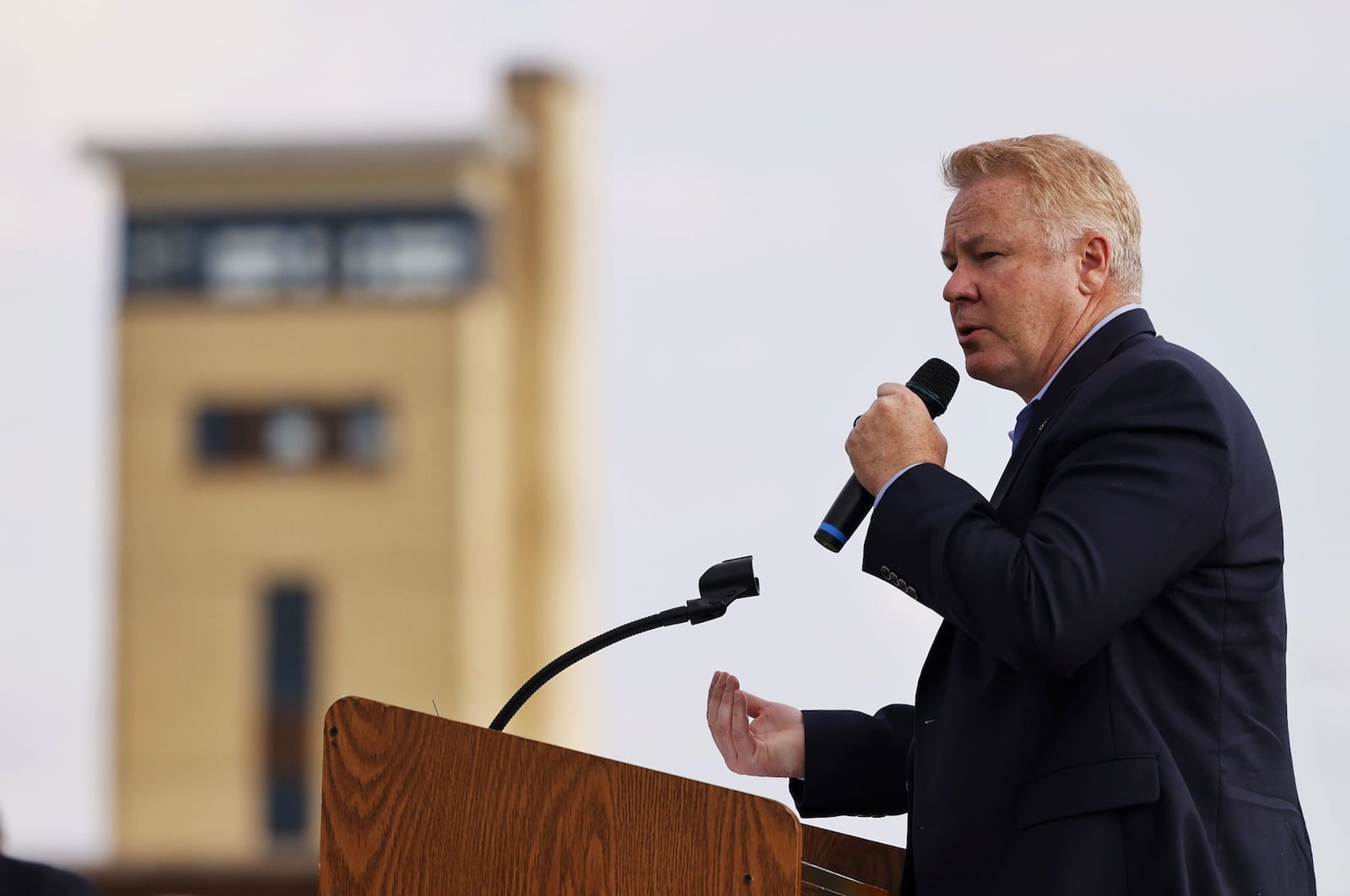 Congressman Warren Davidson speaks during an event in West Chester Twp. in 2024. NICK GRAHAM/STAFF