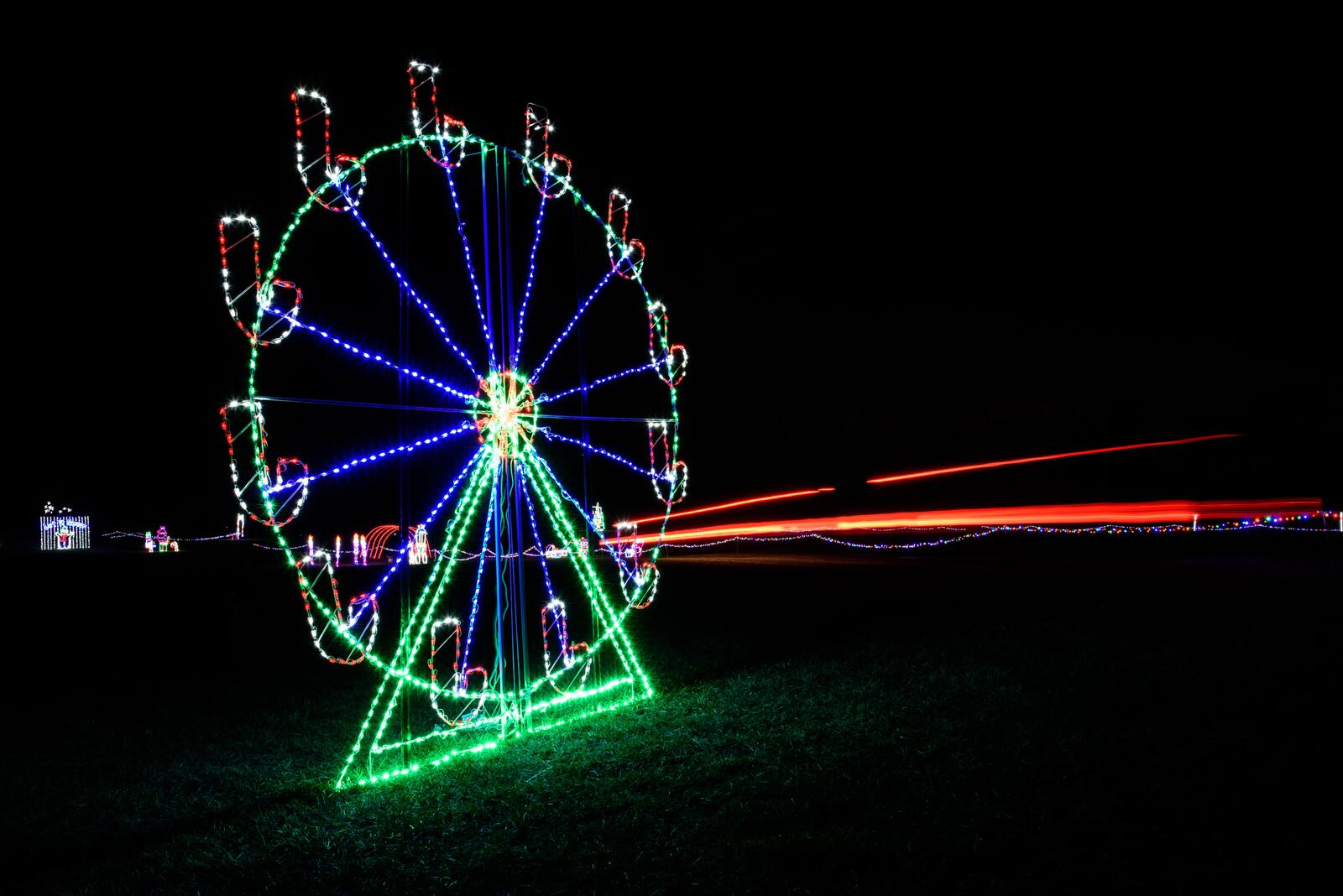 ParkLights, located at Caesar Ford Park in Xenia, is a new drive-thru holiday light display hosted by Greene County Parks & Trails. This free event, which runs throughout the entire month of December from 6 p.m. until 9 p.m. each night features over 110 LED light displays on a mile long driving path. Visitors can tune their car radios to 106.5 FM while driving through the park to hear some festive holiday music. TOM GILLIAM / CONTRIBUTING PHOTOGRAPHER