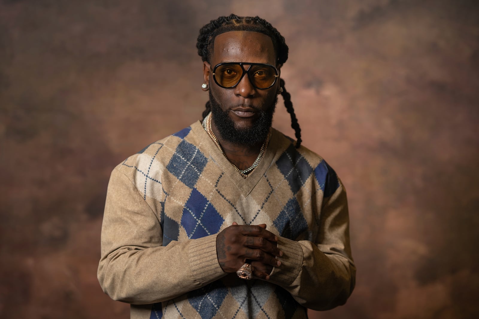 Burna Boy poses for a portrait on Thursday, May 8, 2025, in New York. (AP Photo/Gary Gerard Hamilton)