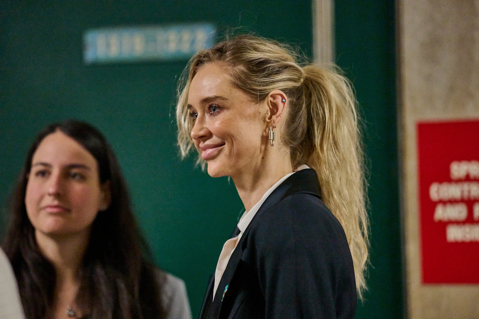 Kaja Sokola appears state court in Manhattan to testify in the sex assault case against Harvey Weinstein, Wednesday, May 14, 2025 in New York. (Curtis Means/Pool Photo via AP)