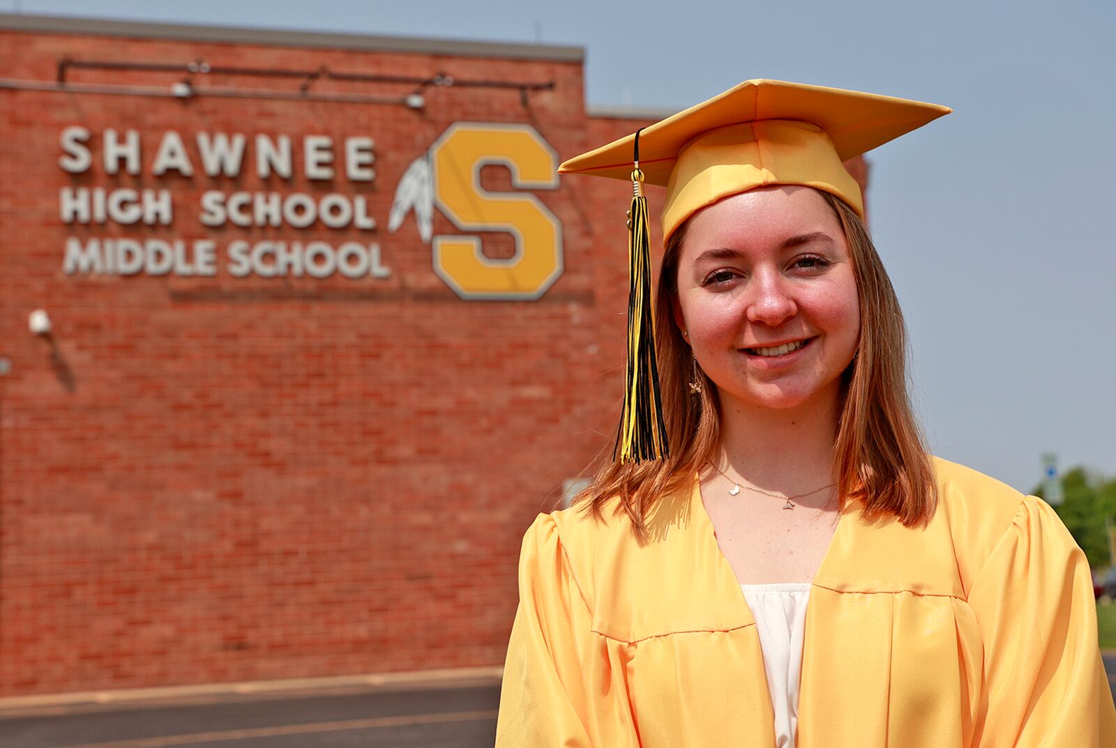 Sara Deerweater, is a graduating senior from Shawnee High School Thursday, May 18, 2023. BILL LACKEY/STAFF