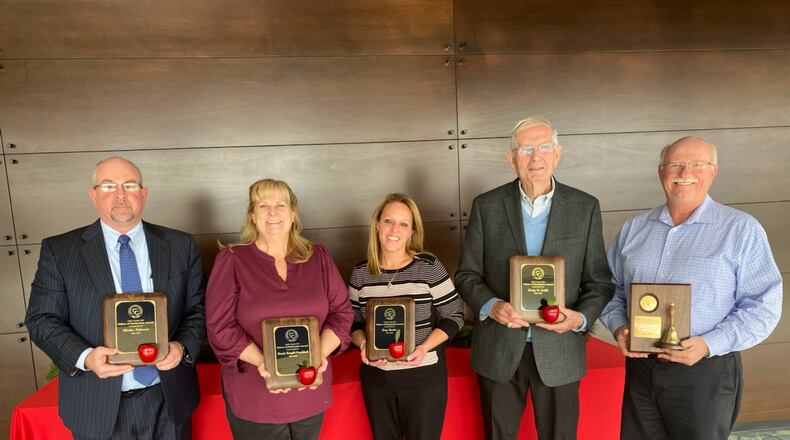 The Clark County Educational Service Center (ESC) held its Fellow of Distinction award ceremony and honored four recipients, including Charles Patterson, Clark County Combined Health District Commissioner; Amy Backus, Preschool Intervention Specialist; Kristi Knight – Craddock, Clark County ESC Speech Therapist; and Larry Zerkle, retired Clark County ESC Superintendent. The ESC also honored retiring board member Dale Steinalge. Contributed