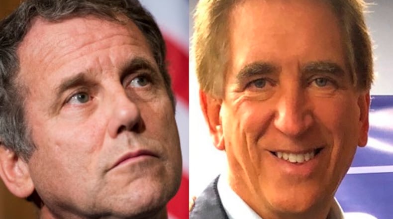 UNITED STATES - OCTOBER 9: Sen. Sherrod Brown, D-Ohio, listens as the Senate Veterans' Affairs Committee Democrats hold a news conference to highlight the impacts of the government shutdown on veterans on Wednesday, Oct. 9, 2013. (Photo By Bill Clark/CQ Roll Call)