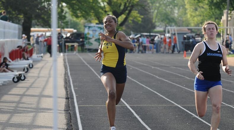 Springfield senior Takoya Massey finished sixth in both the 100- and 200-meter dashes at the Greater Western Ohio Conference division meet in Troy on Wednesday. Greg Billing / Contributed