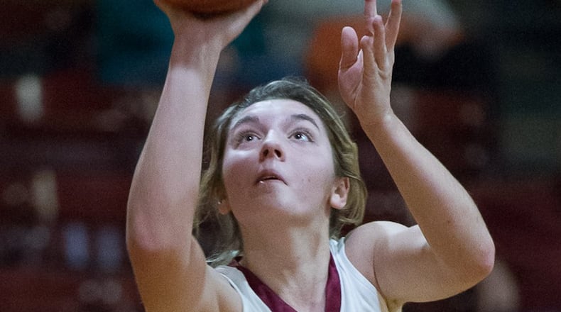Northeastern’s Hayley Suchland shoots during an Ohio Heritage Confernece game against Southeastern. BRYANT BILLING / CONTRIBUTED