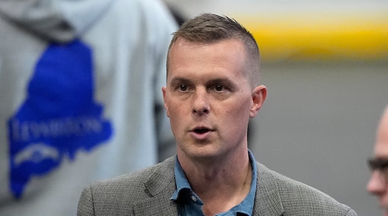 FILE - Rep. Jared Golden, D-Maine, attends an event, October. 25, 2024, in Lewiston, Maine. (AP Photo/Robert F. Bukaty, File)