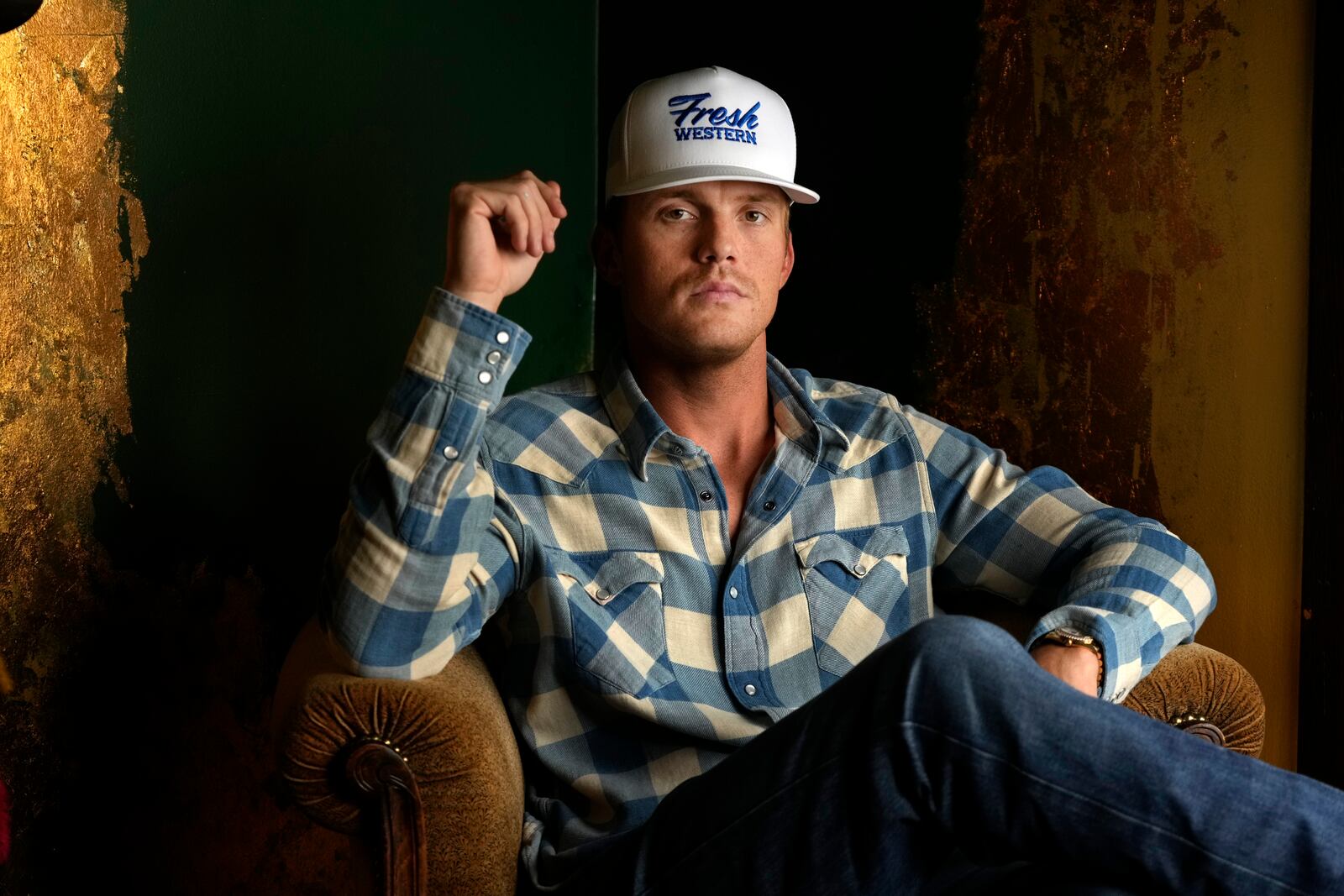 Parker McCollum poses for a portrait on Saturday, June 7, 2025, in Nashville, Tenn. (AP Photo/Mark Humphrey)