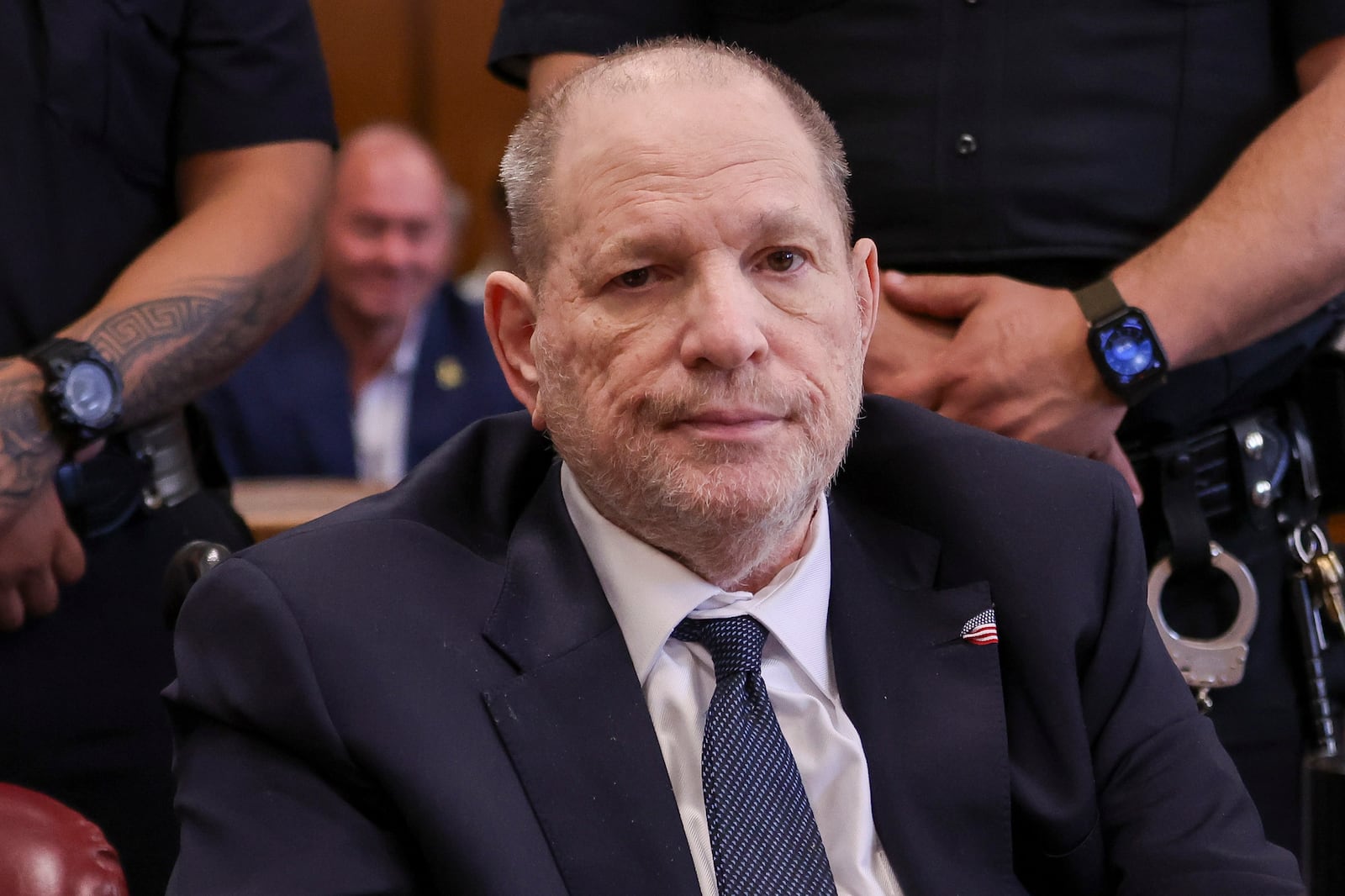 Harvey Weinstein appears in state court in Manhattan for his retrial on Wednesday, April 30, 2025 in New York. (Sarah Yenesel/Pool Photo via AP)