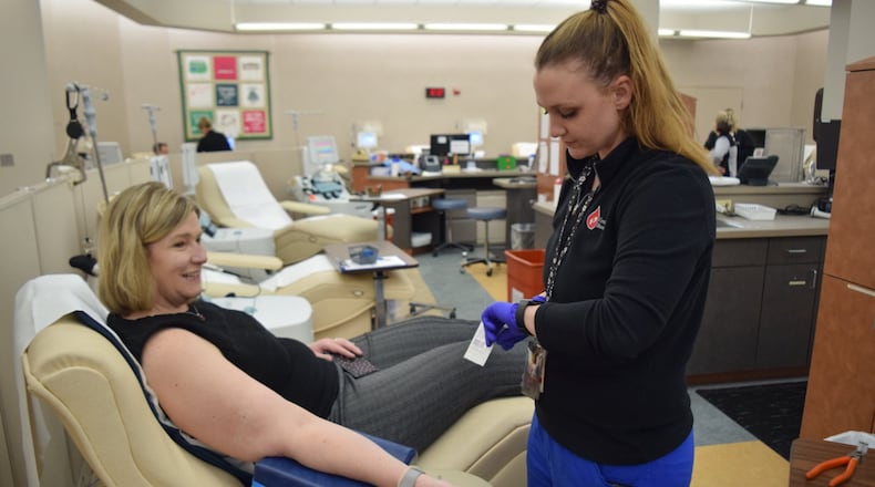 The Dayton area was battered by one crisis after another last year but emerged Dayton Strong. Dayton Mayor Nan Whaley gave blood Wednesday at the Dayton Community Blood Center to help avert a blood shortage on top of the COVID-19 crisis and encouraged others to be Donor Strong.