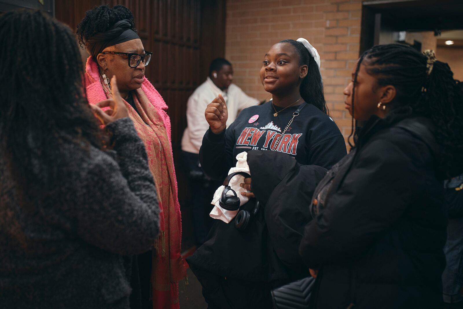 Attendees gather during a Town Hall and voter registration for a school board elections at the Bethany Baptist Church, Saturday, Feb. 1, 2025, in Newark, N.J. (AP Photo/Andres Kudacki)
