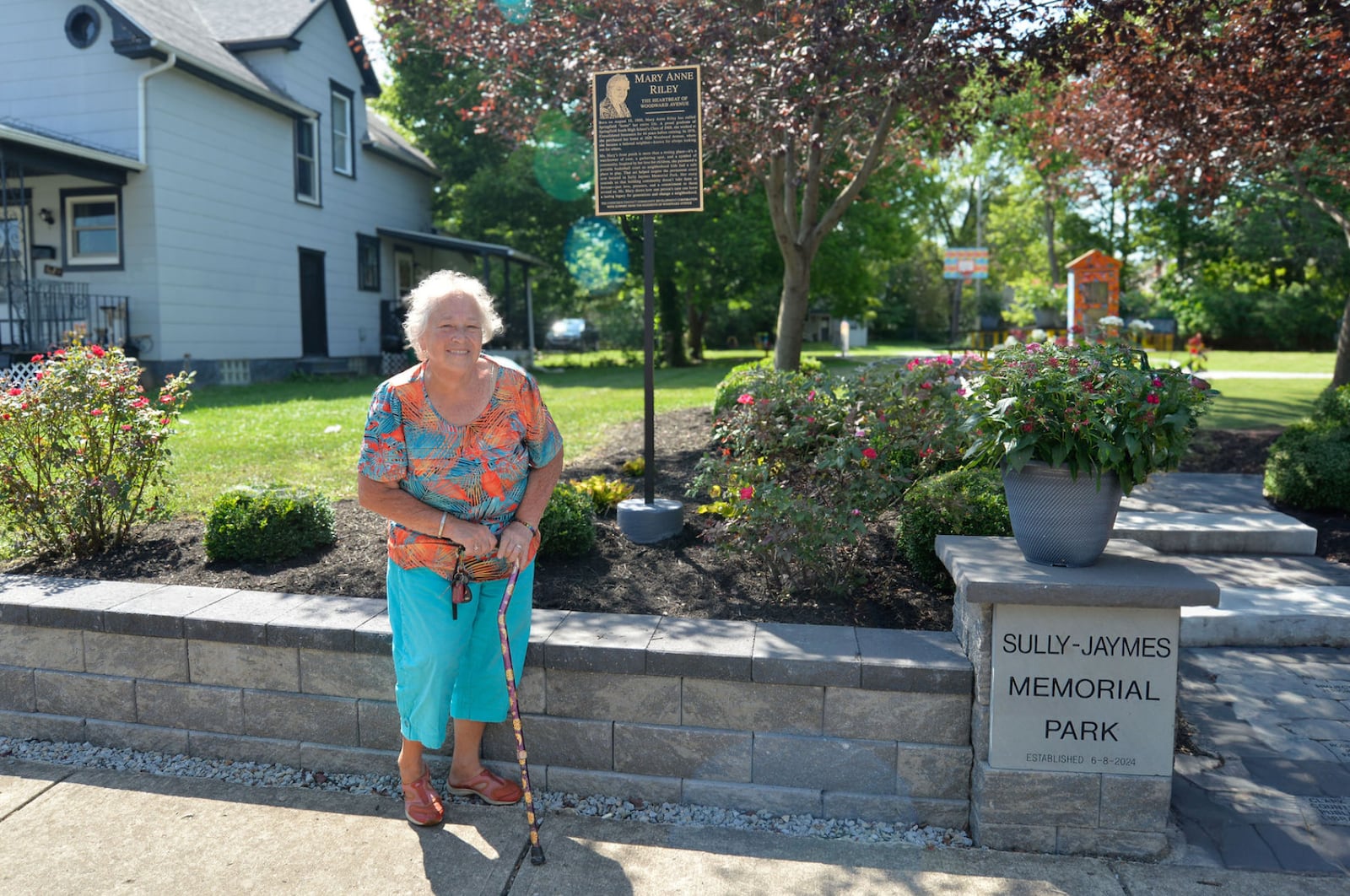 The Conscious Connect CDC placed a neighborhood marker on Aug. 9 for Mary Anne Riley on Woodward Avenue at the park across the street from her house. Contributed