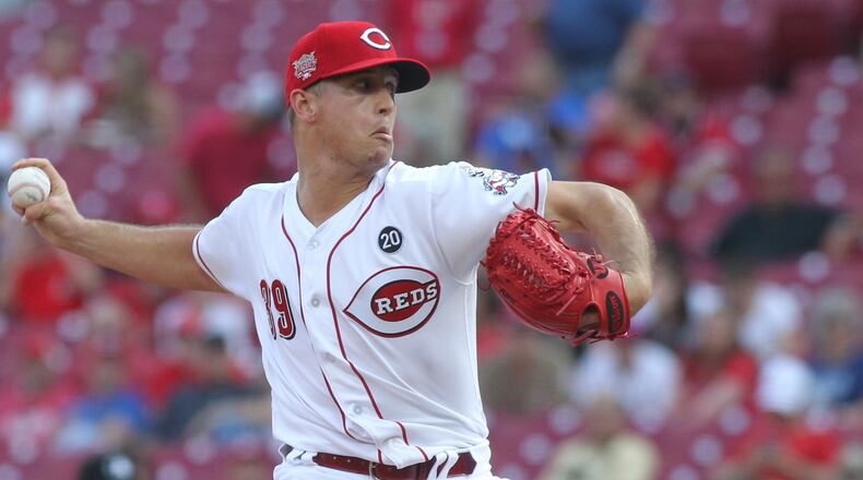 Reds starter Lucas Sims pitches against the Pirates on Tuesday, May 28, 2019, at Great American Ball Park in Cincinnati. David Jablonski/Staff