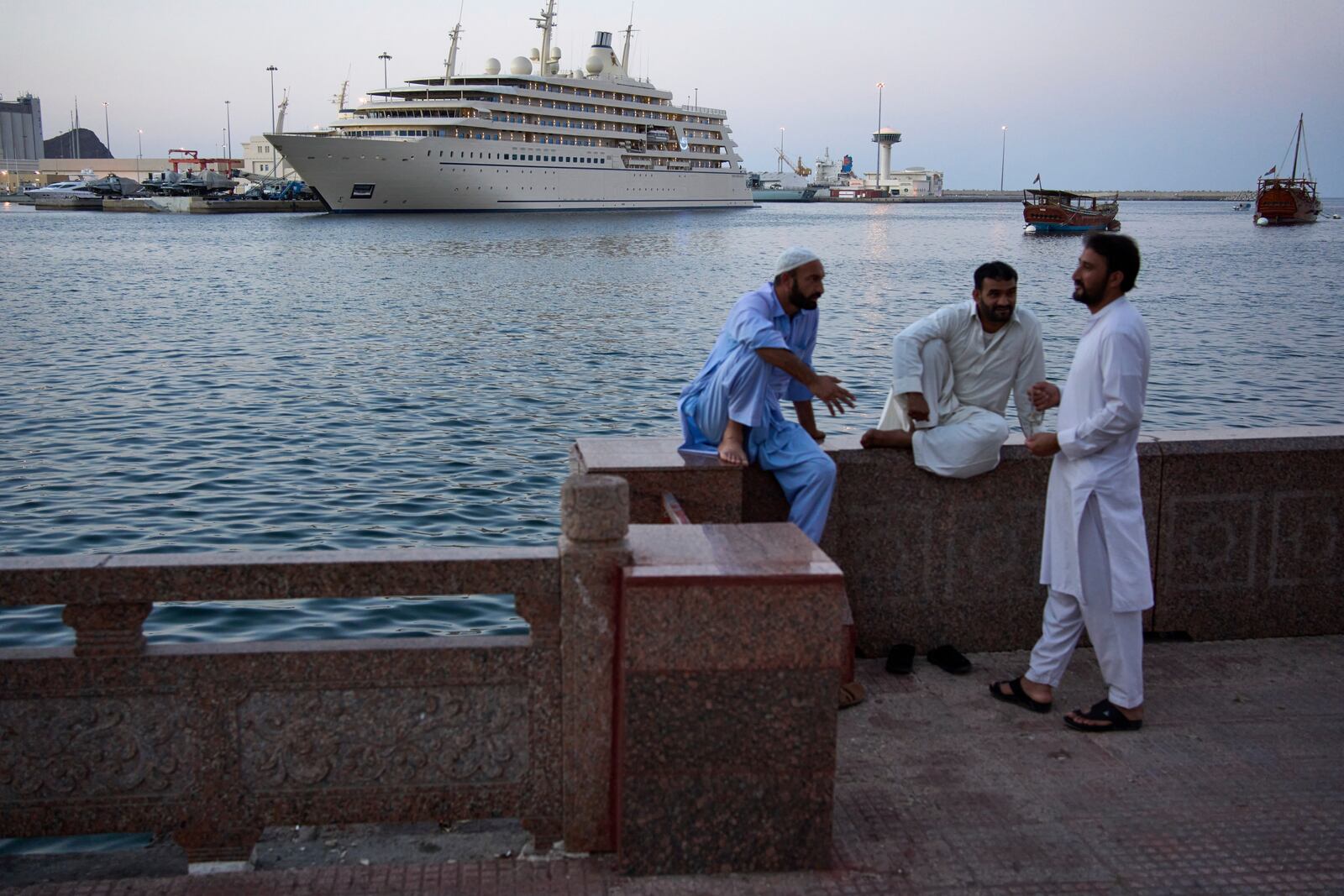 People walk through Mutrah Souq in Muscat, Oman, Friday, April 11, 2025. (AP Photo/ Fatima Shbair)