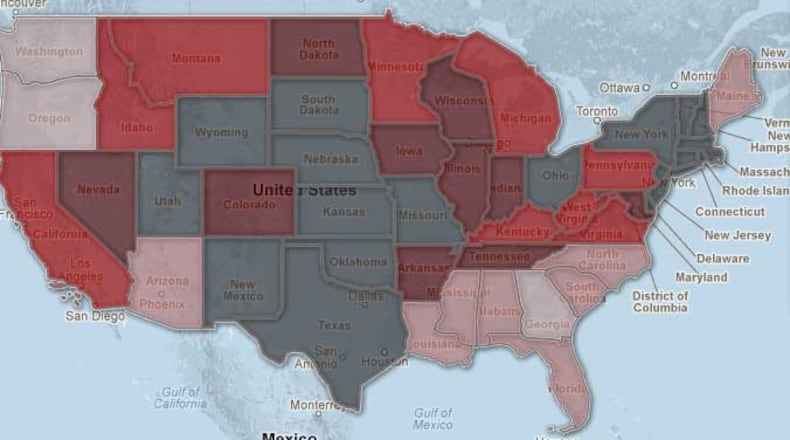 Eighteen states, including Ohio, tied or set records for average annual temperature in 2012. Ten more saw their second-hottest years. Click to view top 10 hottest years on record per state.