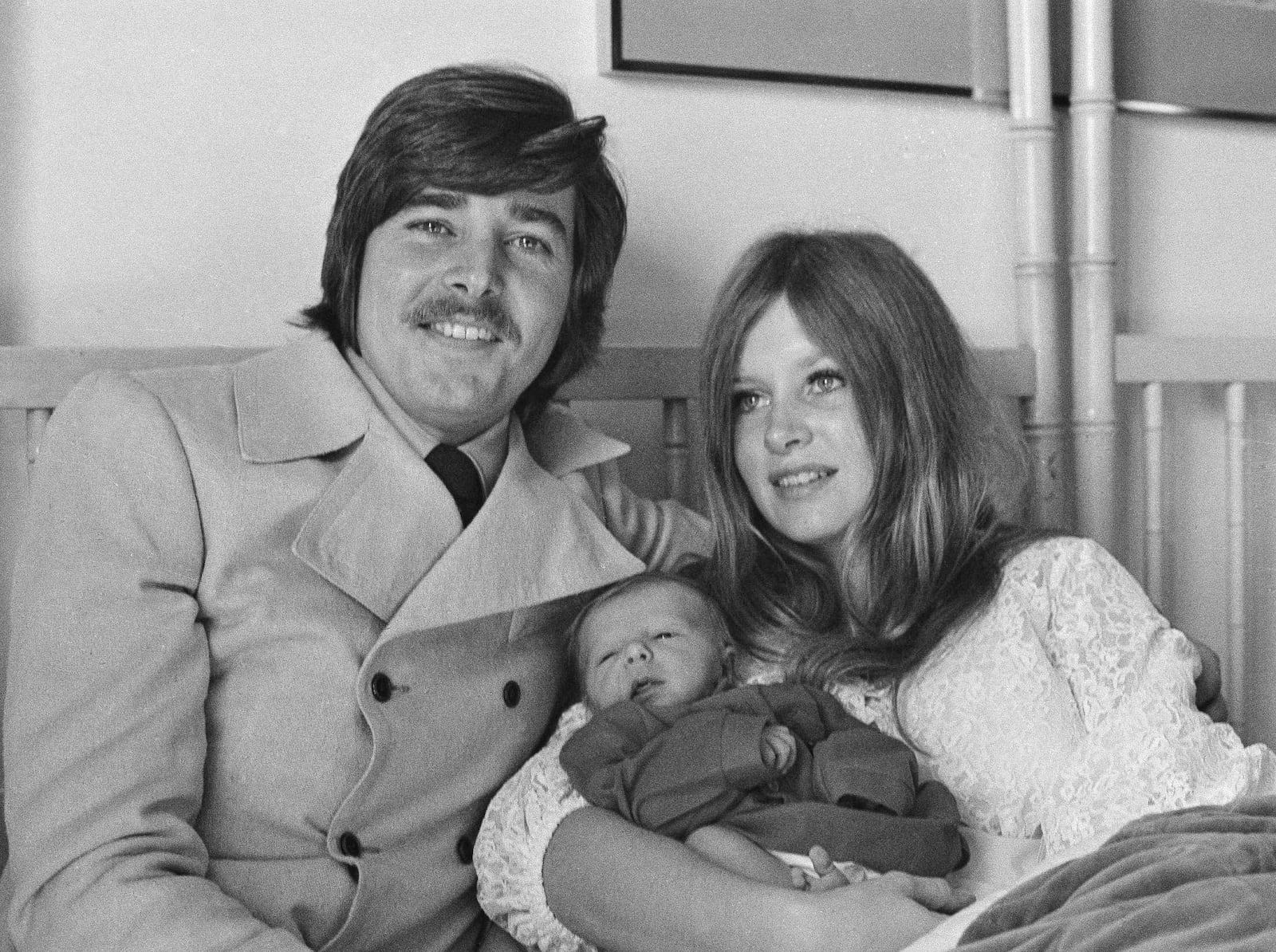 FILE - Singer Bobby Sherman, his wife Patricia, and their newborn son Christopher Noel, appear in Los Angeles on Dec. 21, 1972. (AP Photo/George Brich, File)