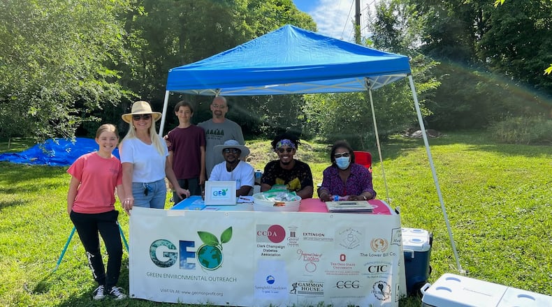 Green Environmental Outreach (GEO) was granted $30,000 from the Ohio Climate Justice Fund to help them spread awareness, information and resources related to educating the community on environmental and social justice issues in underserved communities. From left to right: Ava, Angie Tyree, Joe, Ryan Boyle, Kenneth Tyree, Gerald Moore Jr., and Mary Moore. Contributed