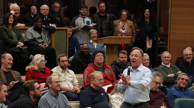 Quint Studer shares ideas for making downtown Springfield a vibrant community. Bill Lackey/Staff