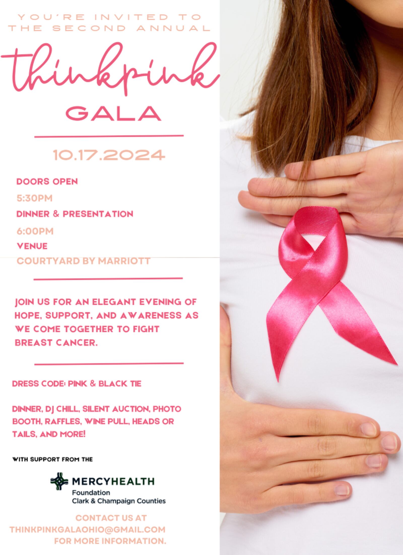 The Think Pink Gala will be held Oct. 17 at the Courtyard by Marriott. CONTRIBUTED