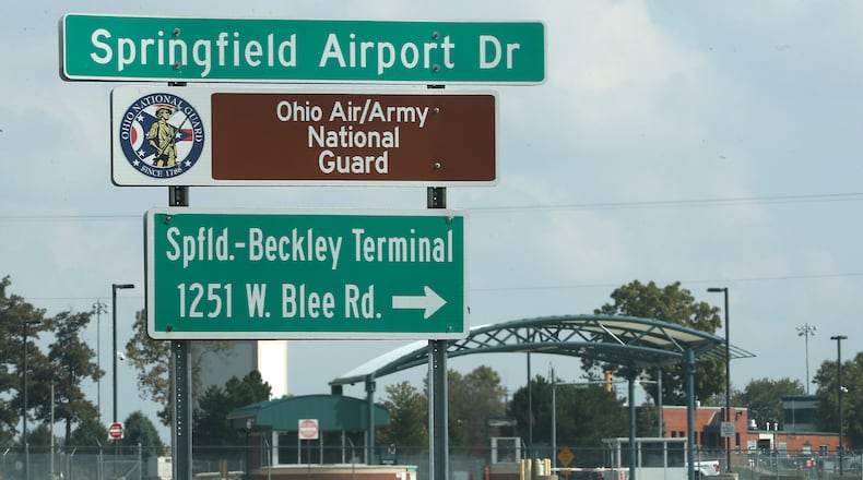 The entrance to the Springfield Air/Army National Guard base on West Blee Road in Clark County. BILL LACKEY/STAFF