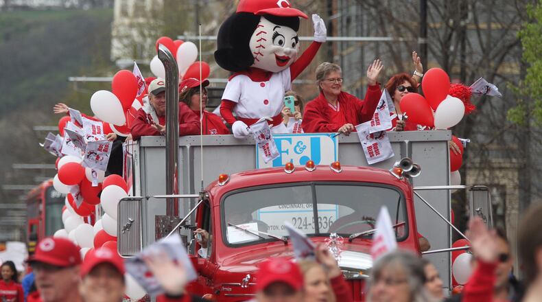 Sites from the 98th Cincinnati Reds Opening Day Parade on Monday, April 3, 2017, in downtown Cincinnati. GREG LYNCH/STAFF