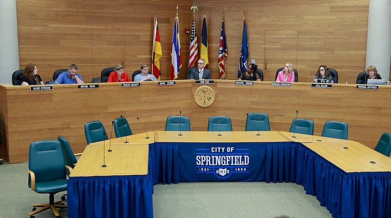 The Springfield City Commission during a special meeting Monday, August 5, 2024. BILL LACKEY/STAFF