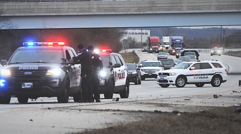 A rollover crash on I-675 south in Beavercreek Tuesday morning sent two people to the hospital, police say.