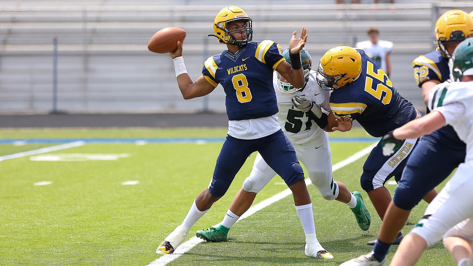 Springfield High School senior quarterback Te'Sean Smoot throws a pass during their scrimmage game against Louisville Trinity earlier this season. Michael Cooper/CONTRIBUTED
