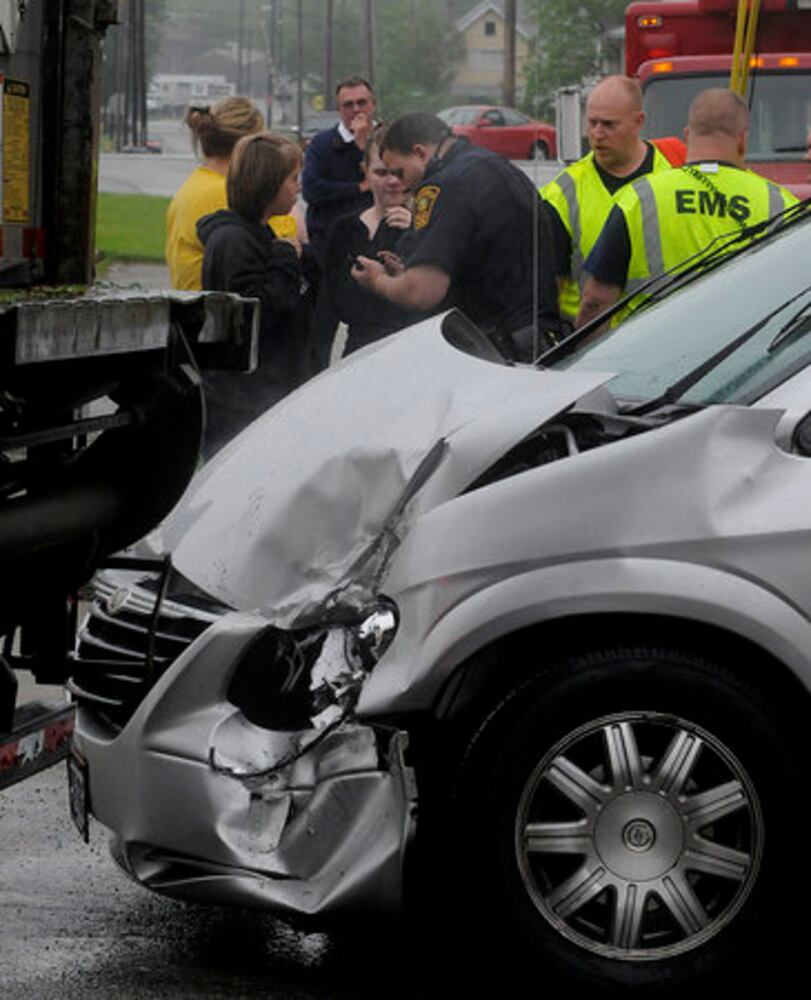 Van, truck collide on James Street