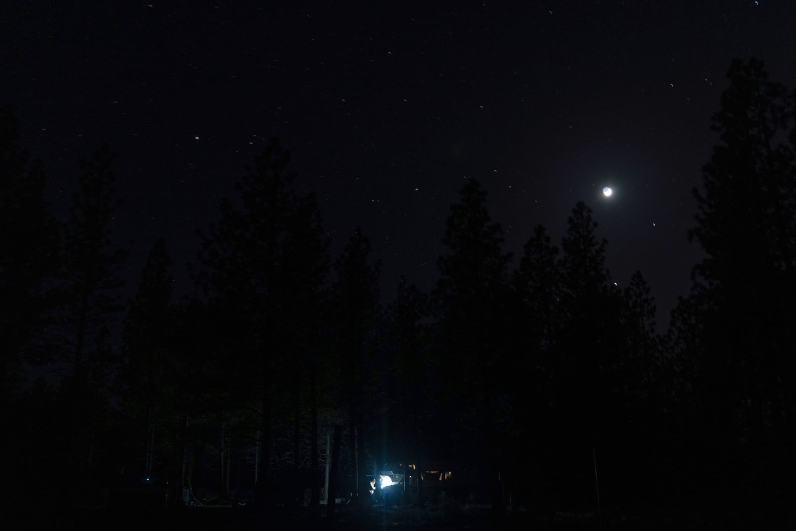 Greg Bishop works to get an RV to start at a homeless encampment in Deschutes National Forest, Wednesday, April 30, 2025 near Bend, Ore. (AP Photo/Jenny Kane)