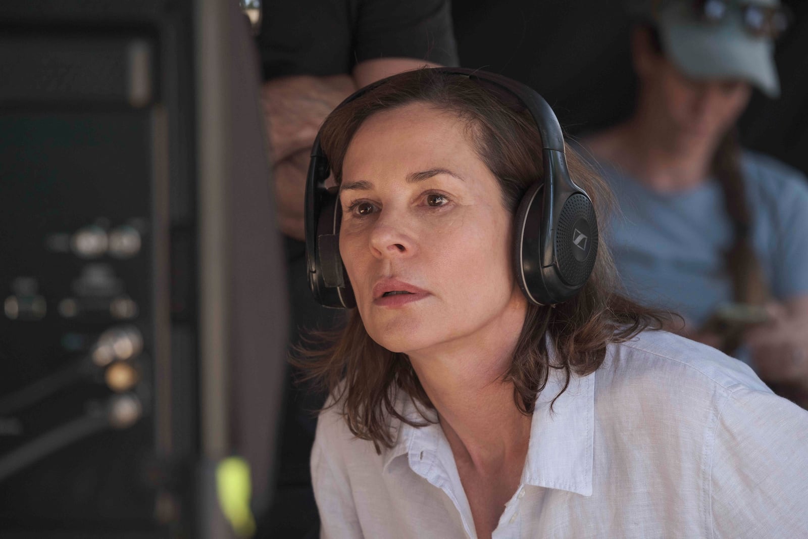 This image released by Sony Pictures Classics shows actor-director Embeth Davidtz on the set of "Don’t Let’s Go to the Dogs Tonight." (Coco Van Oppens/Sony Pictures Classics via AP)