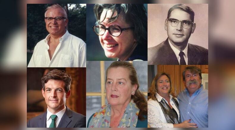 Ridgewood School's 2023 Distinguished Alumni Award recipients are: Edgar B. Lupfer (top left), Mary Hope Lupfer Brooks (top middle), Joseph M. Lupfer (top right), David E. Pullins (bottom left), Sarah L. Rogers (middle bottom), and Honorary Alumni Award recipients Teresa R. and Phillip R. Campbell.