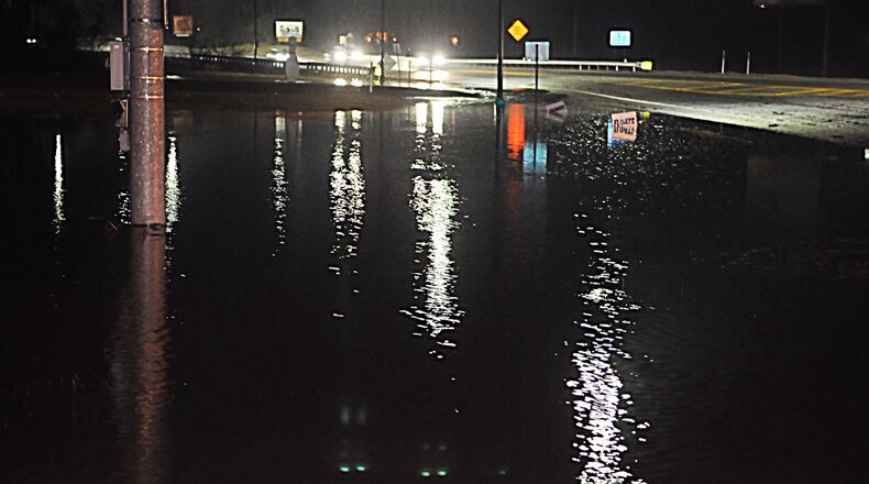 Heavy rain pelted parts of Ohio on Wednesday, July 6, 2022. This is a file photo from standing water on Ohio 235 in Clark County. (Marshall Gorby/Staff)