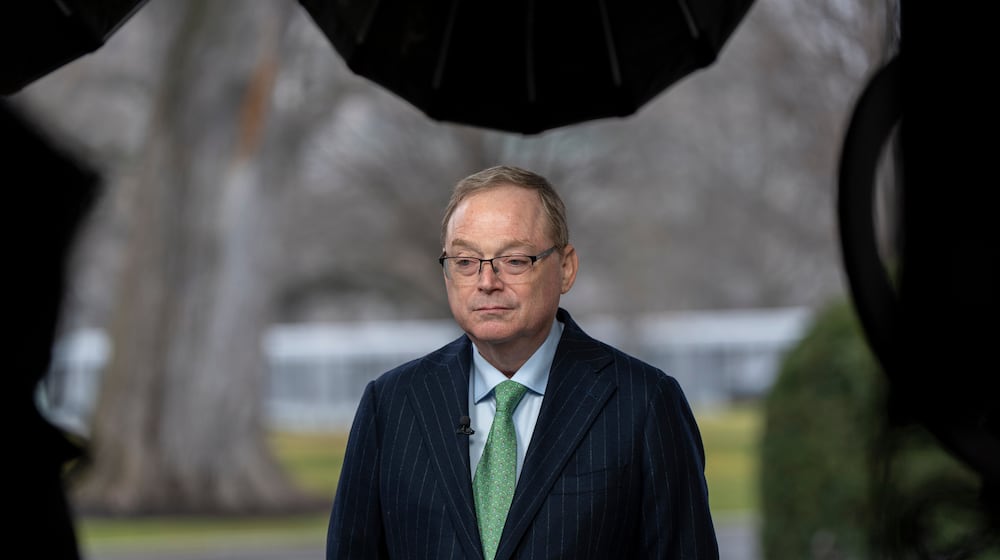 Director of the White House National Economic Council Kevin Hassett stands before a television interview of the White House, Friday, March 6, 2026, in Washington. (AP Photo/Alex Brandon)